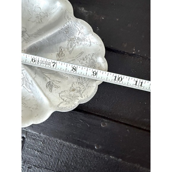 Vintage Wrought Forman Family Divided Dish, Silver Art Nouveau Floral Tray - Picture 8 of 9